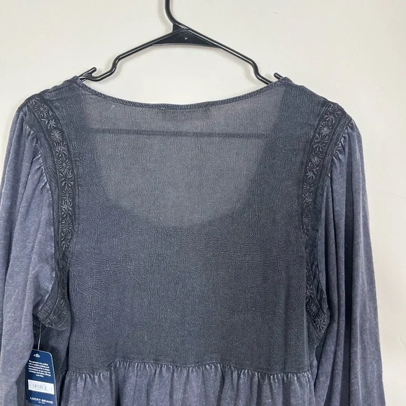 Lucky Brand Embroidered Yoke Long Sleeve Peasant Top Size L - Picture 9 of 12